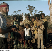 Robert McKeich and school children at Cundeelee, 1978